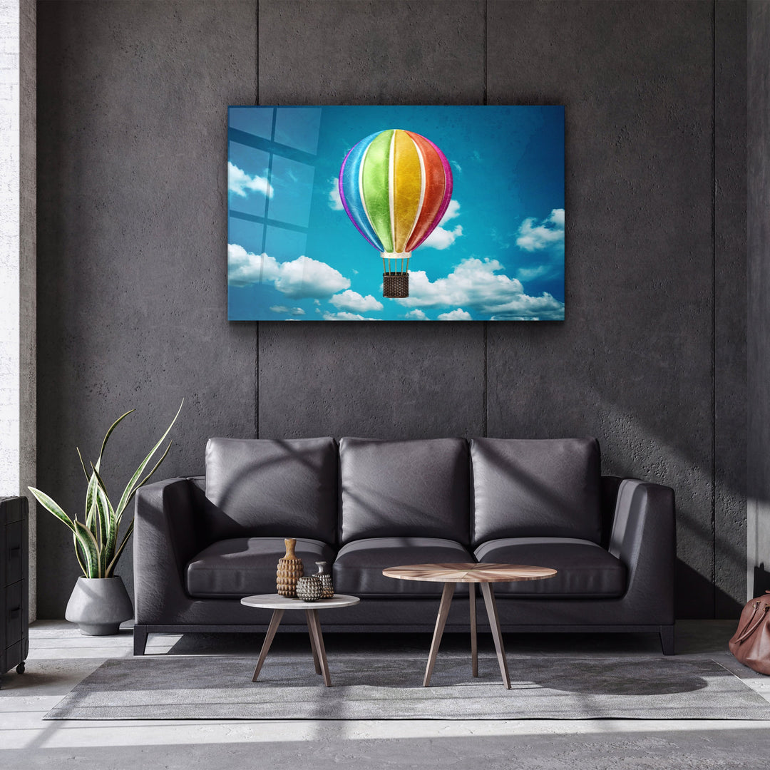 ・"Rainbow Air Balloon"・Glass Wall Art | Artdesigna Glass Printing Wall Arts.