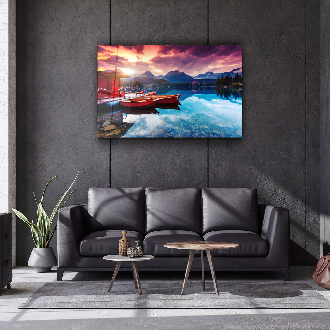 ・"Calm Lake"・Glass Wall Art | Artdesigna Glass Printing Wall Arts.