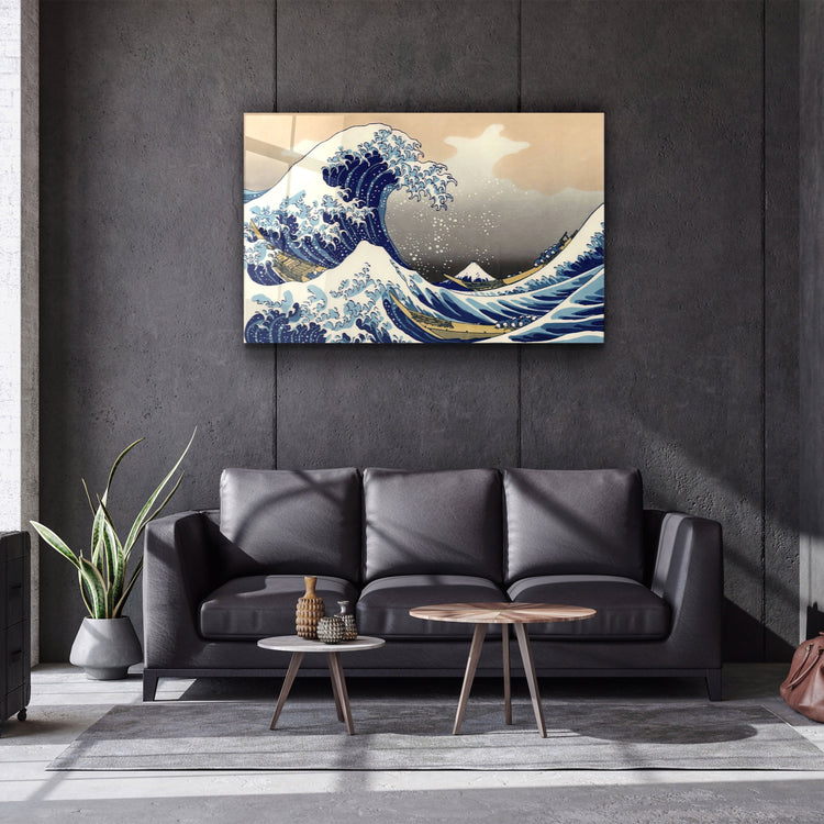 ・"The Great Wave off Kanagawa (1829) by Hokusai"・Glass Wall Art | Artdesigna Glass Printing Wall Arts.