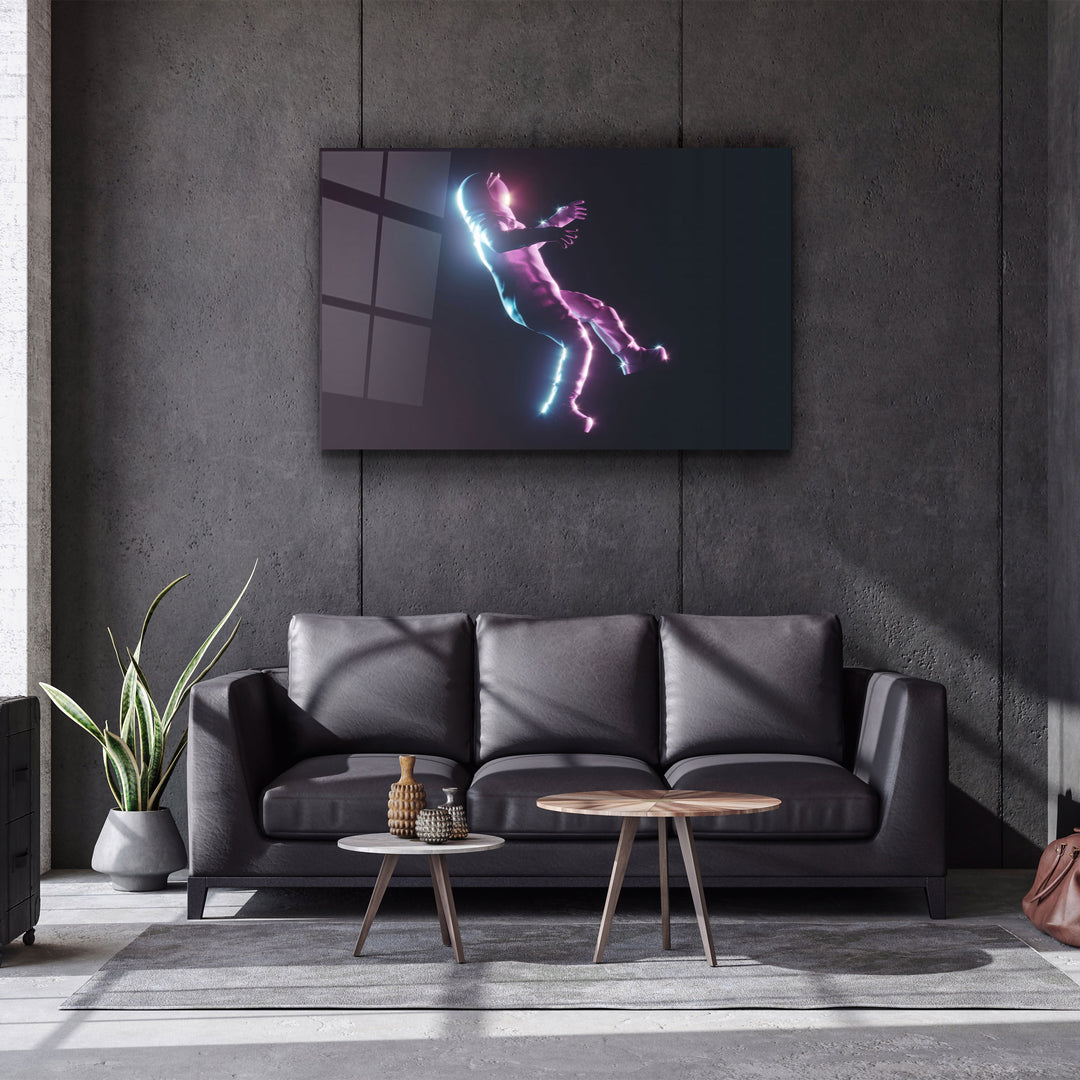 ・"Astronaut Neon"・Glass Wall Art | Artdesigna Glass Printing Wall Arts.