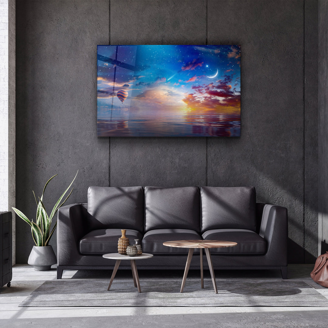 ・"The Crescent Moon Horizon"・Glass Wall Art | Artdesigna Glass Printing Wall Arts.