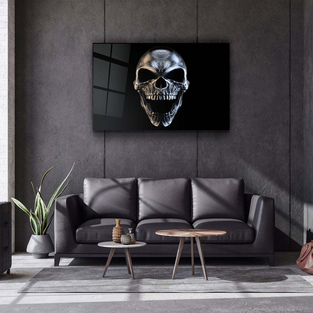 ・"Silver Skull"・Glass Wall Art | Artdesigna Glass Printing Wall Arts.