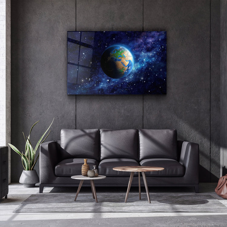 ・"Earth In Space"・Glass Wall Art | Artdesigna Glass Printing Wall Arts.