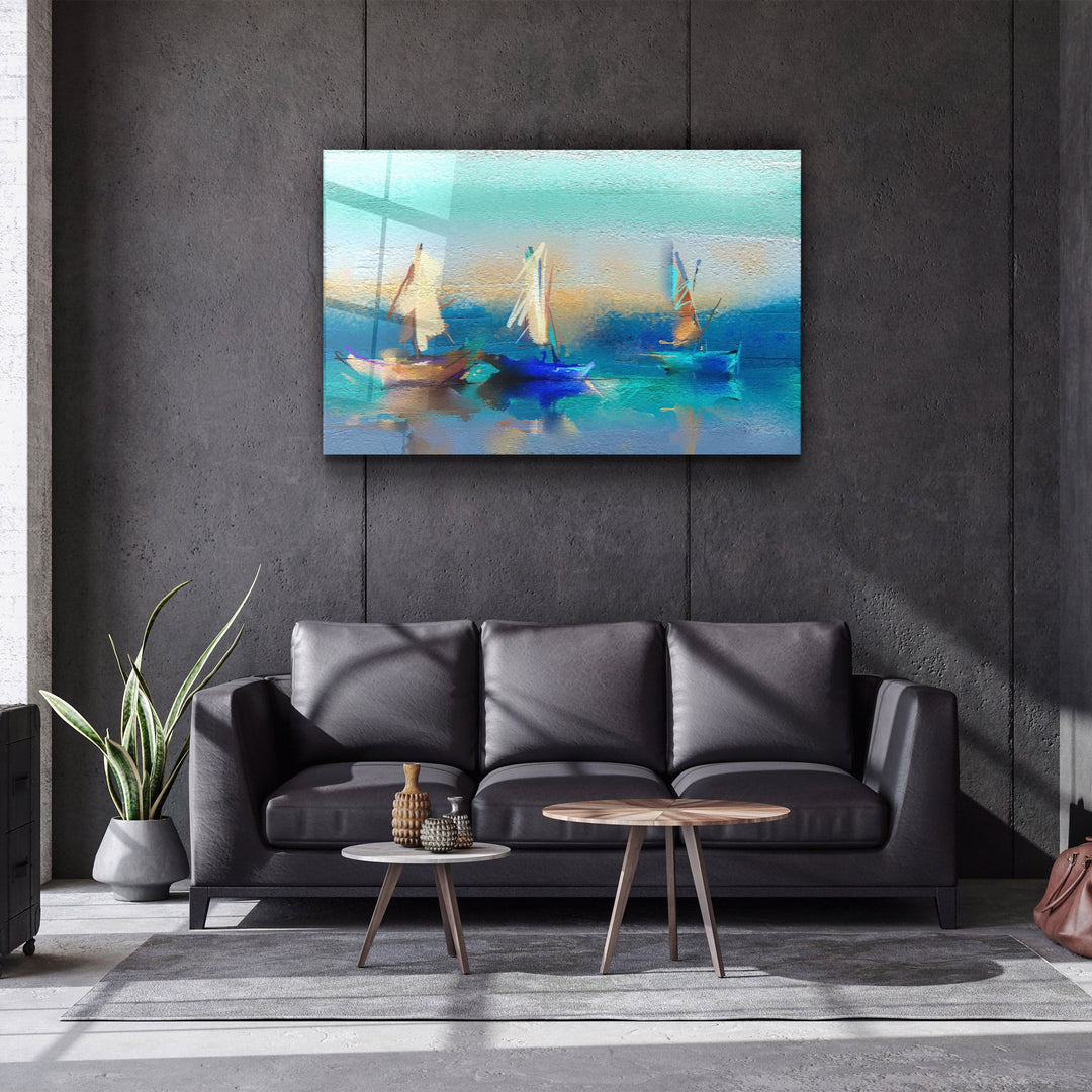 ・"Abstract Boats Art"・Glass Wall Art | Artdesigna Glass Printing Wall Arts.