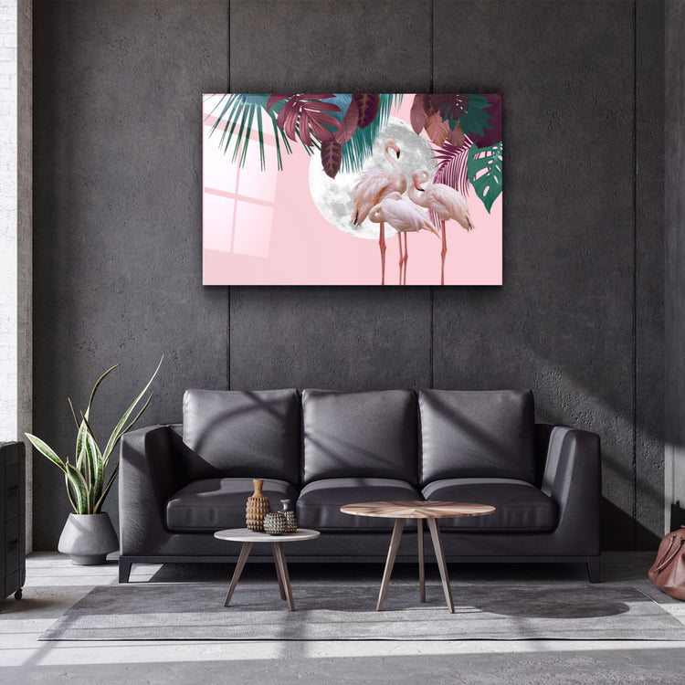 ・"Greater Flamingo"・Glass Wall Art | Artdesigna Glass Printing Wall Arts.