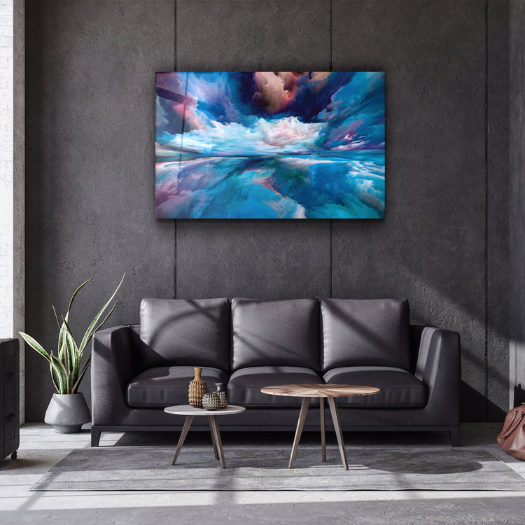 ・"Blue Clouds"・Glass Wall Art | Artdesigna Glass Printing Wall Arts.