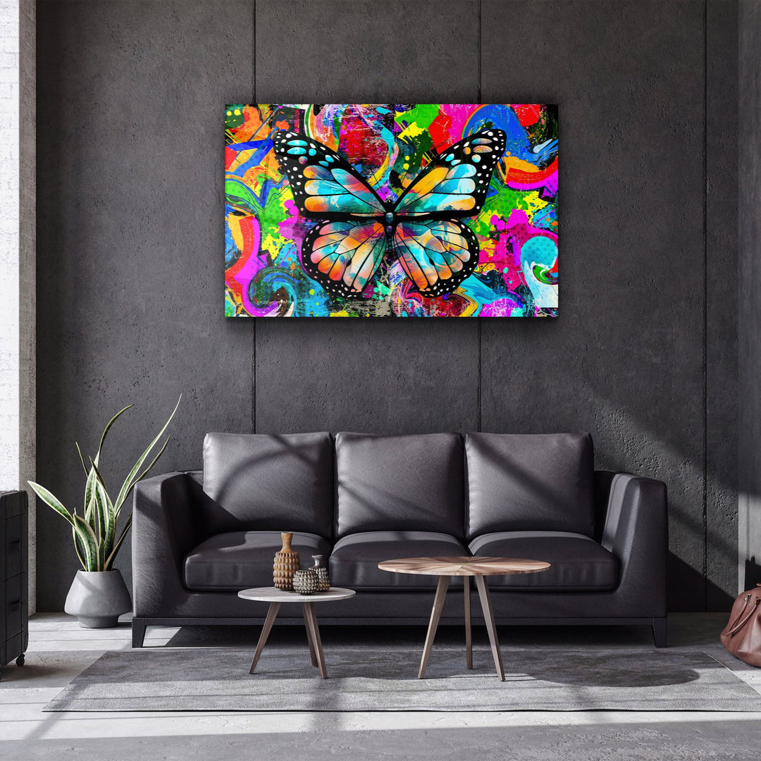 ・"Colorful Butturfly"・Glass Wall Art | Artdesigna Glass Printing Wall Arts.