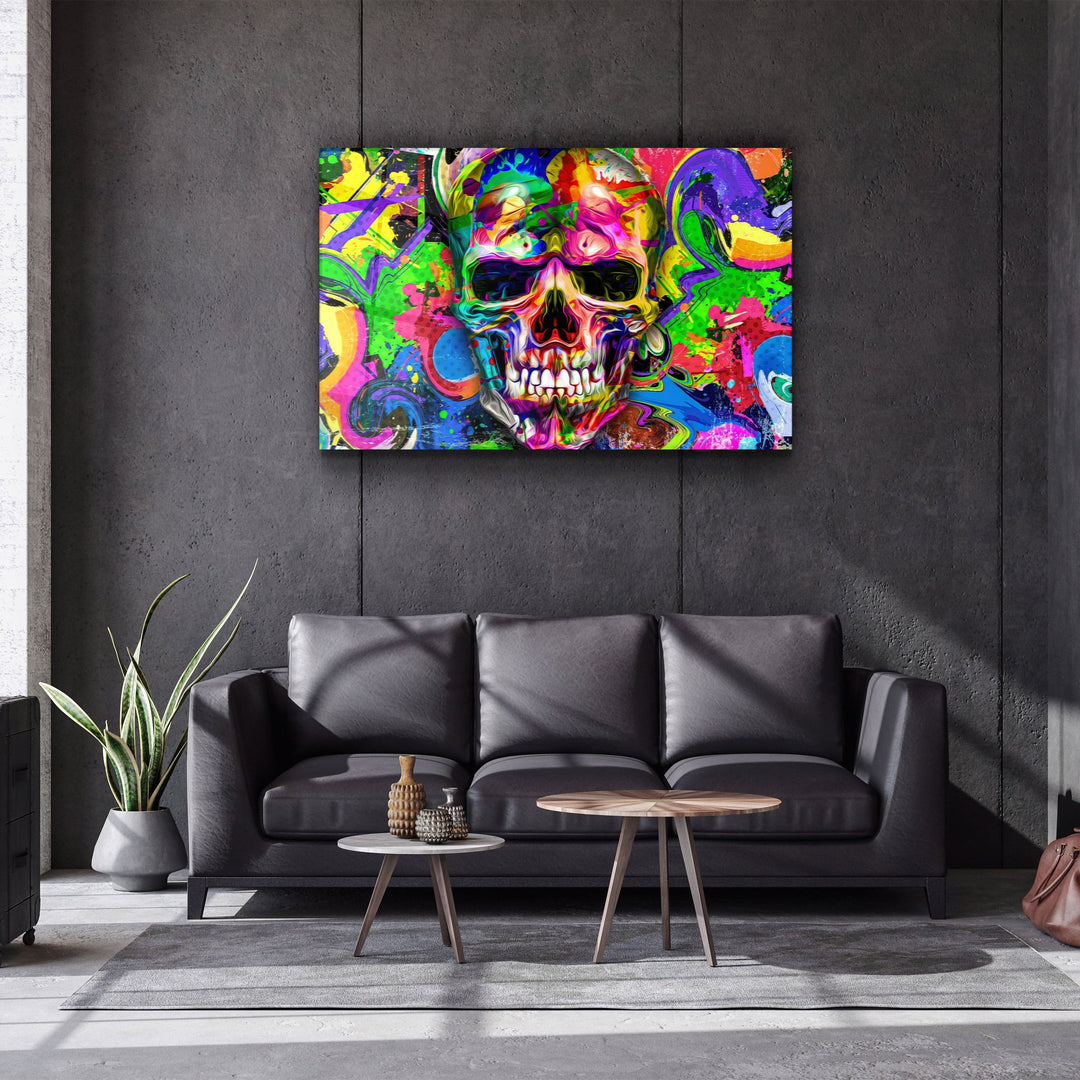 ・"Skull Graffiti Art"・Glass Wall Art | Artdesigna Glass Printing Wall Arts.