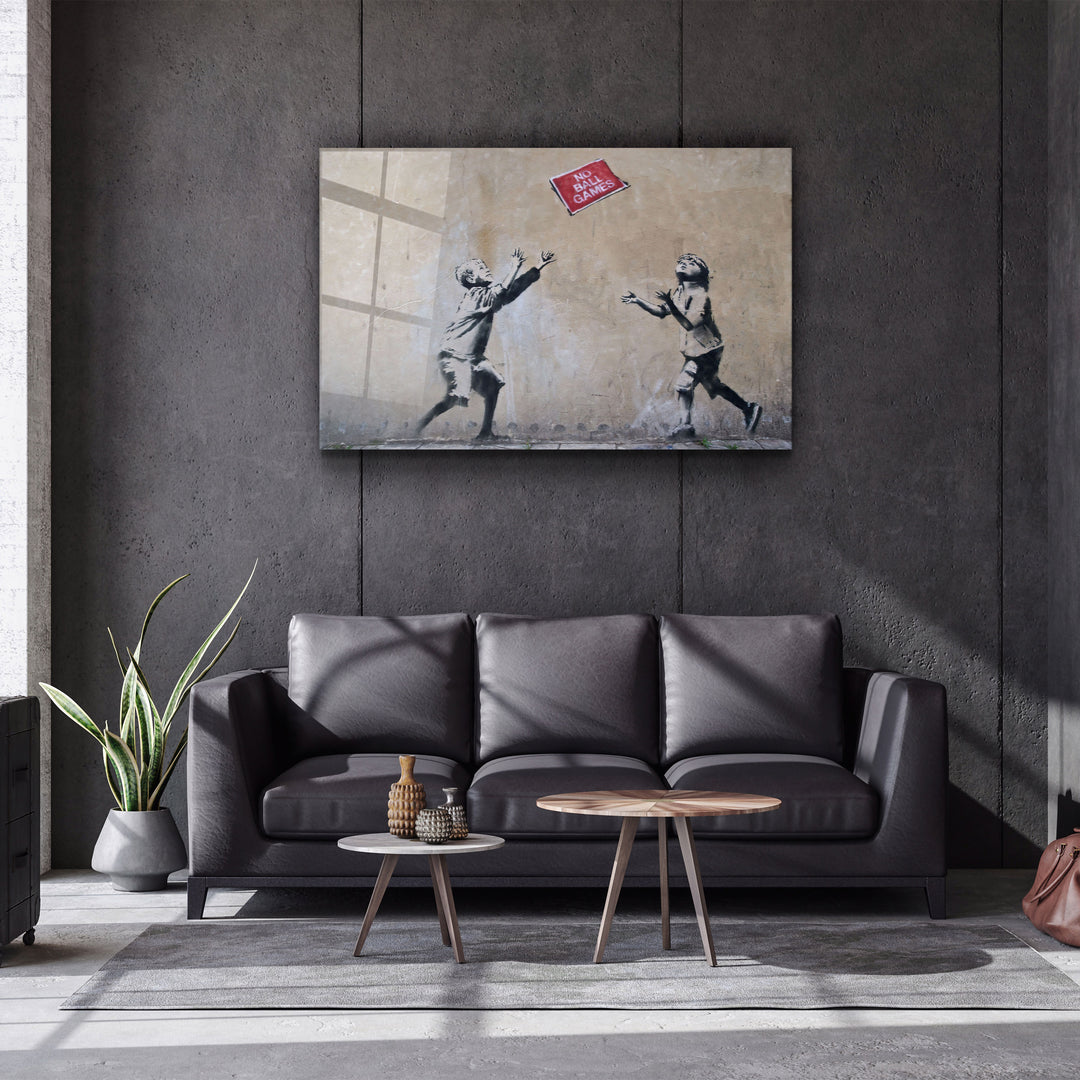 ・"Banksy - No Ball Games"・Glass Wall Art | Artdesigna Glass Printing Wall Arts.