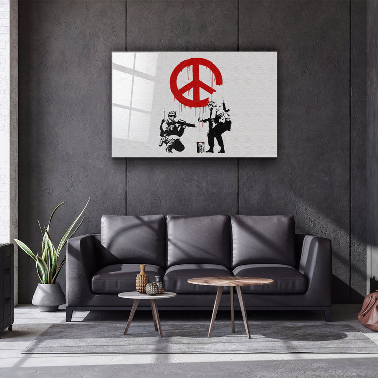 ・"Banksy - Anti-War"・Glass Wall Art | Artdesigna Glass Printing Wall Arts.