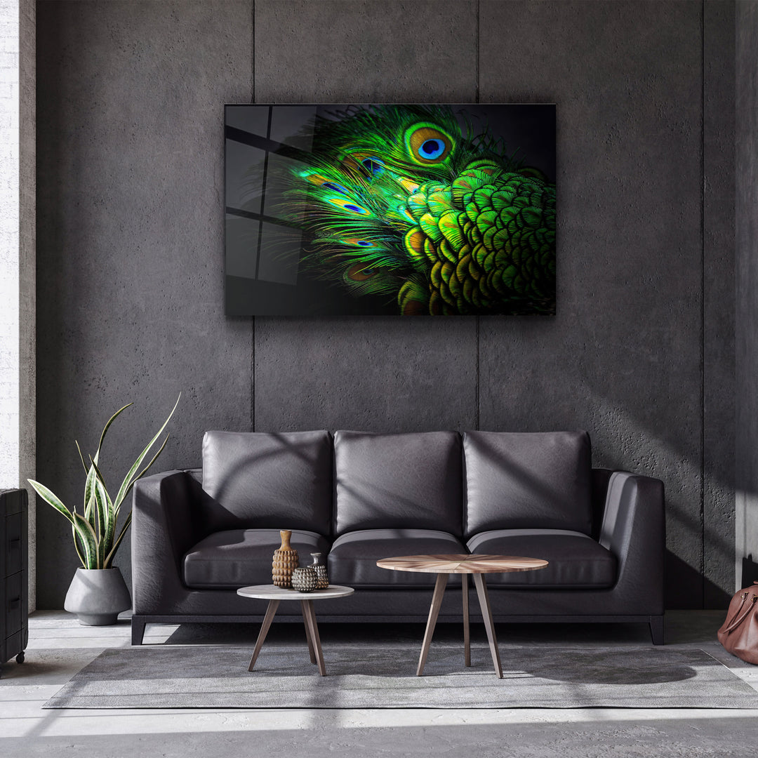 ・"Peacock Feather"・Glass Wall Art | Artdesigna Glass Printing Wall Arts.