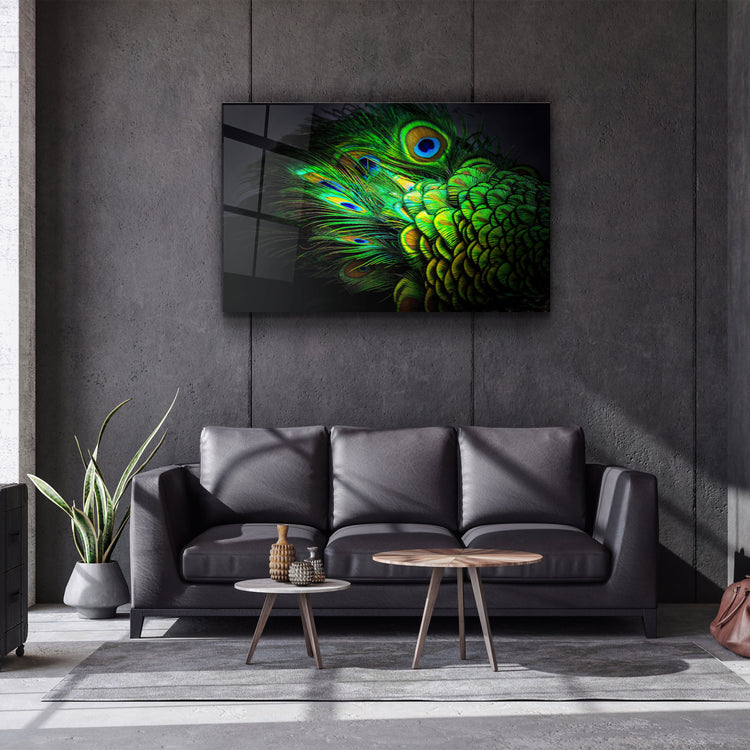 ・"Peacock Feather"・Glass Wall Art | Artdesigna Glass Printing Wall Arts.