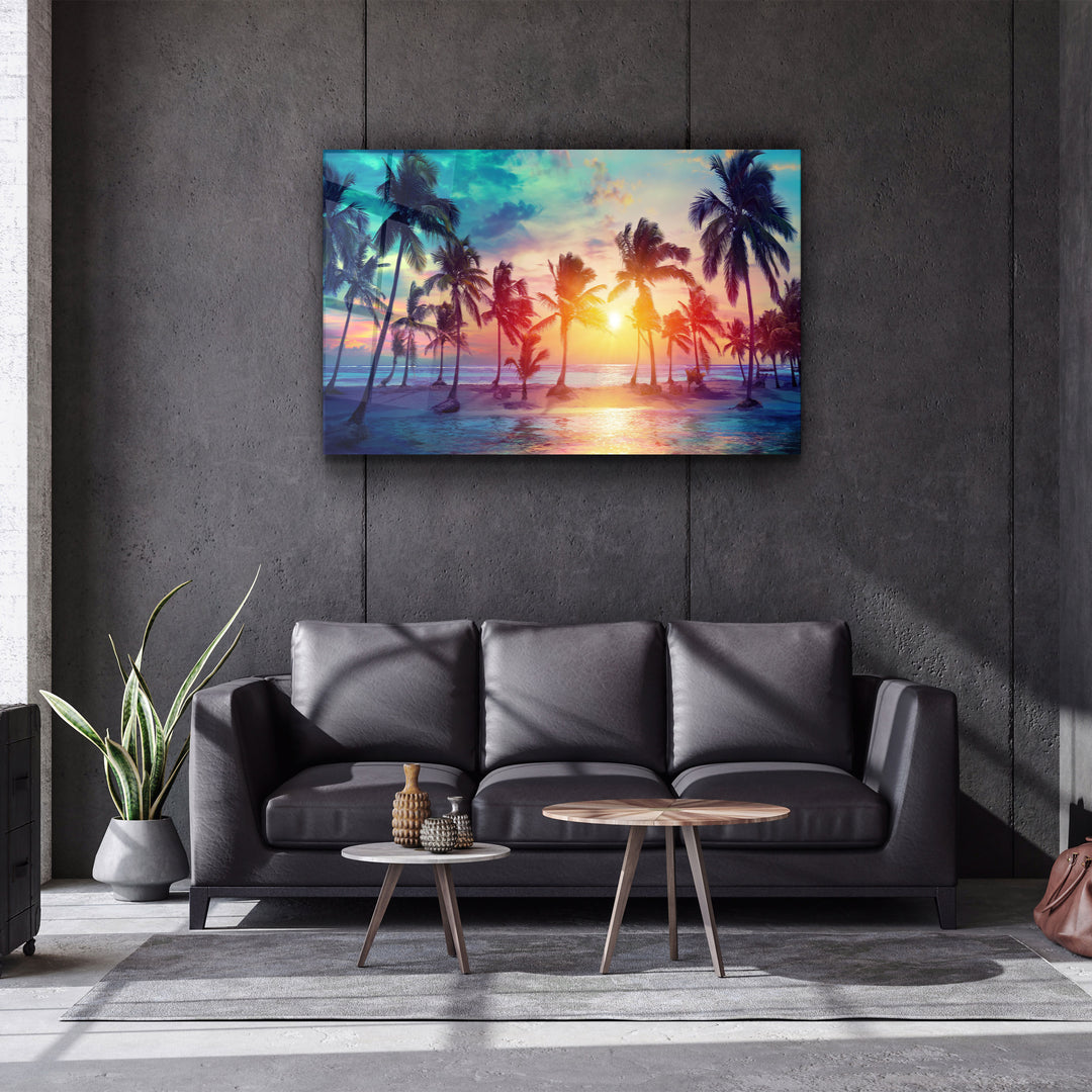 ・"Palm Trees "・Glass Wall Art | Artdesigna Glass Printing Wall Arts.