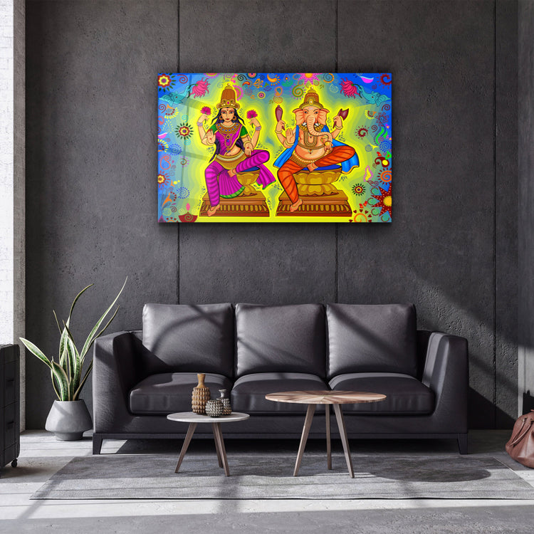 ・"Lord Ganesha Illustration"・Glass Wall Art | Artdesigna Glass Printing Wall Arts.