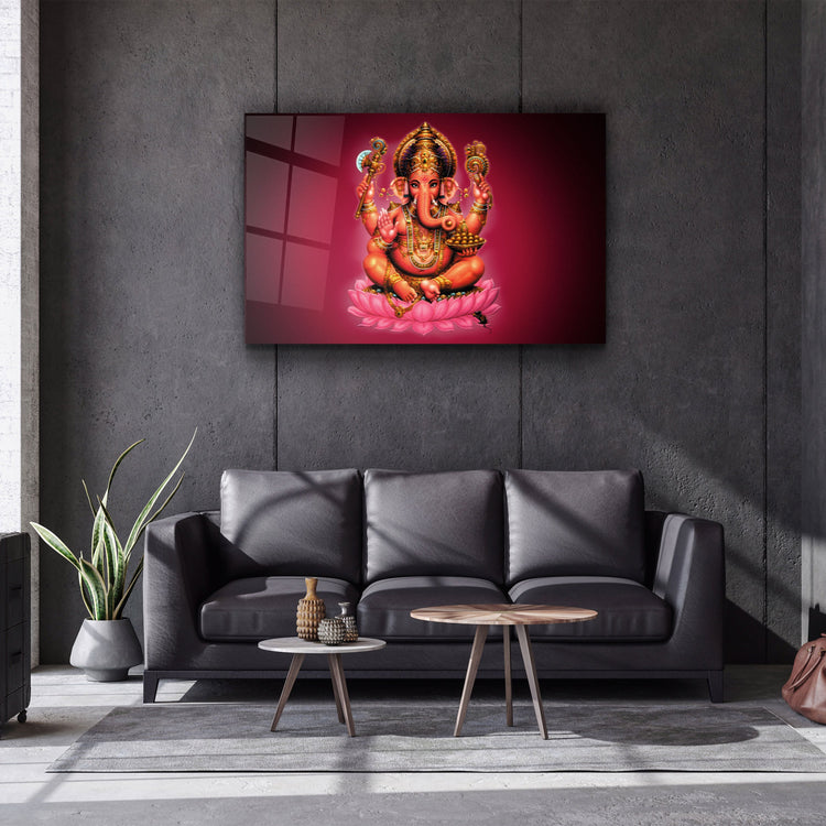 ・"Lord Ganesha"・Glass Wall Art | Artdesigna Glass Printing Wall Arts.