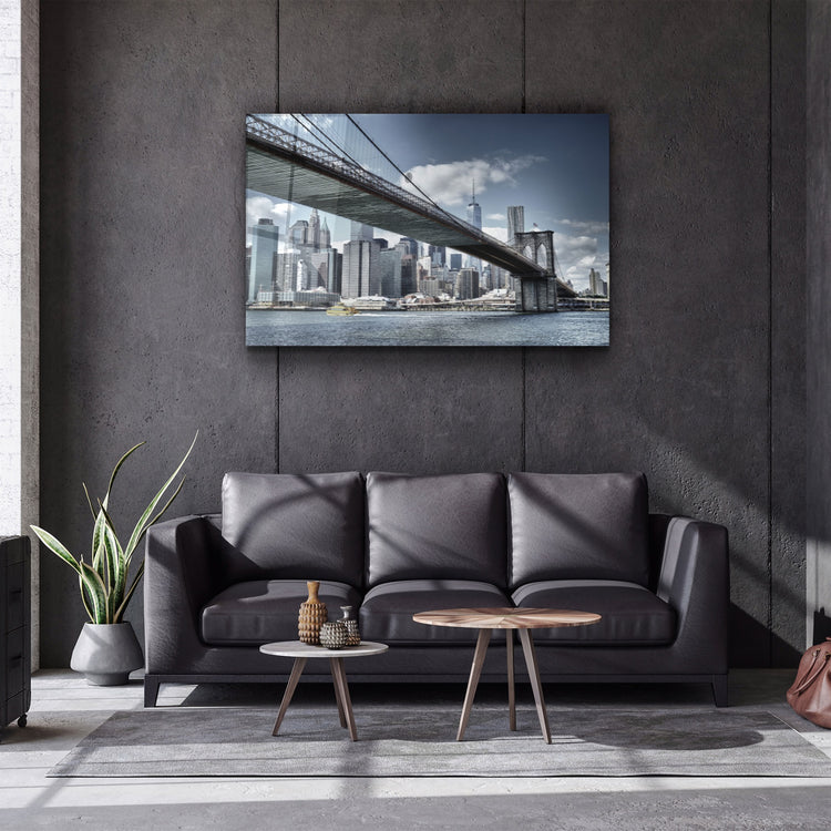 ・"Brooklyn Bridge"・Glass Wall Art | Artdesigna Glass Printing Wall Arts.