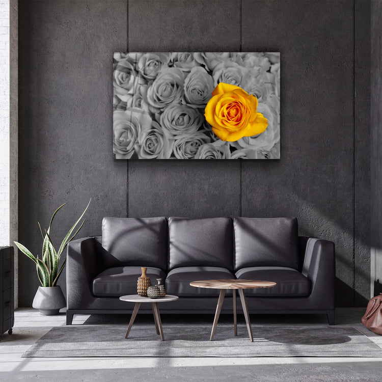 ・"Yellow Rose"・Glass Wall Art | Artdesigna Glass Printing Wall Arts.