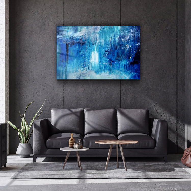 ・"Blue Fall"・Glass Wall Art | Artdesigna Glass Printing Wall Arts.