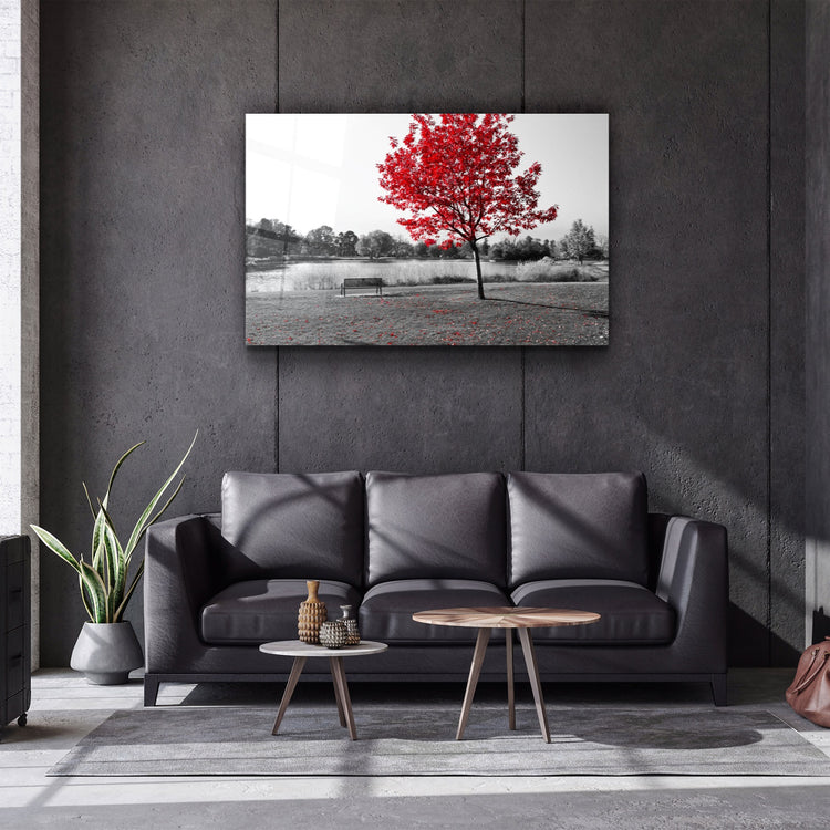 ・"Red Fall"・Glass Wall Art | Artdesigna Glass Printing Wall Arts.