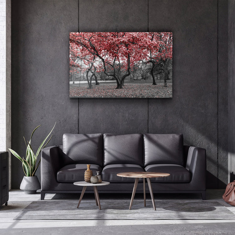 ・"Red Tree 2"・Glass Wall Art | Artdesigna Glass Printing Wall Arts.