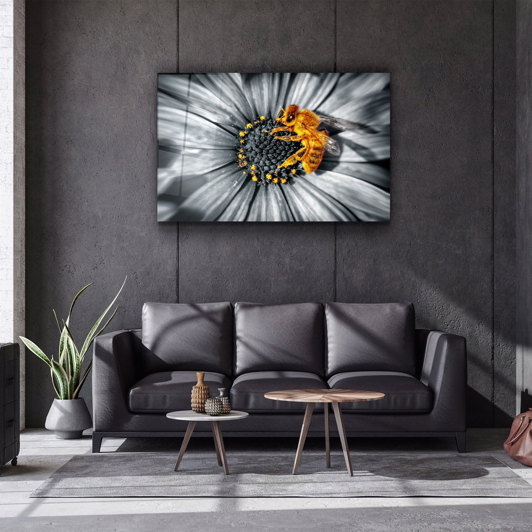 ・"Honey Bee"・Glass Wall Art | Artdesigna Glass Printing Wall Arts.