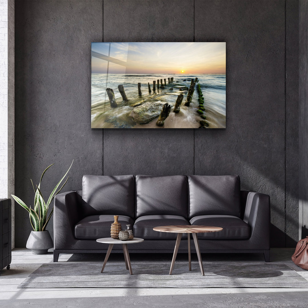 ・"Pier Ruin"・Glass Wall Art | Artdesigna Glass Printing Wall Arts.