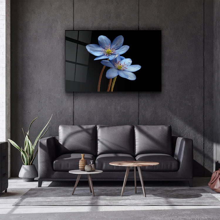 ・"Blue Flower"・Glass Wall Art | Artdesigna Glass Printing Wall Arts.