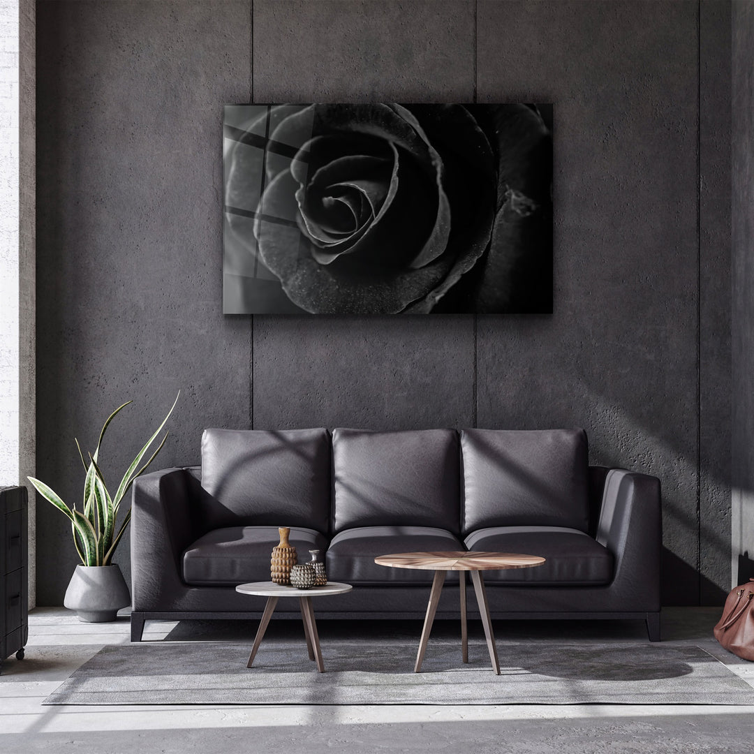 ・"Black Rose"・Glass Wall Art | Artdesigna Glass Printing Wall Arts.