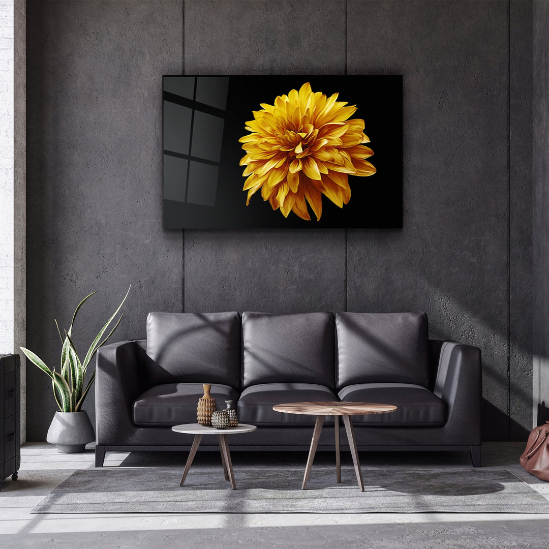 ・"Yellow Flower"・Glass Wall Art | Artdesigna Glass Printing Wall Arts.