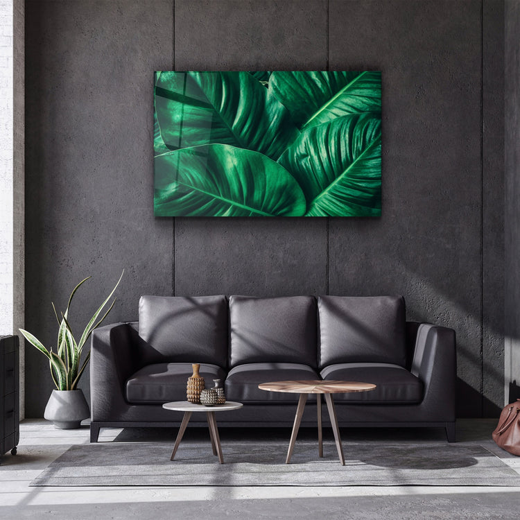 ・"Green Tropical Leaf"・Glass Wall Art | Artdesigna Glass Printing Wall Arts.