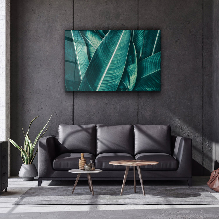 ・"Green Tropical Leaf 2"・Glass Wall Art | Artdesigna Glass Printing Wall Arts.