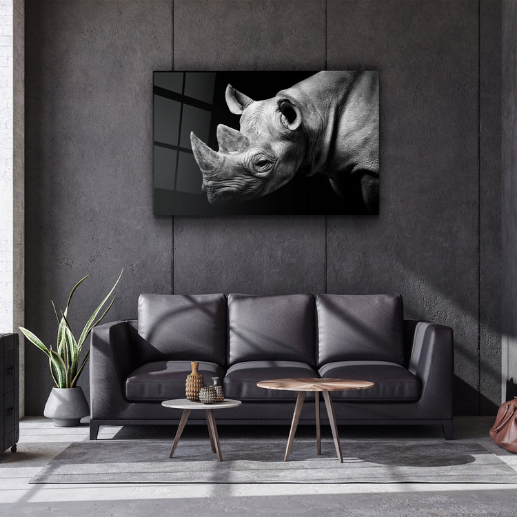 ・"Rhino"・Glass Wall Art | Artdesigna Glass Printing Wall Arts.