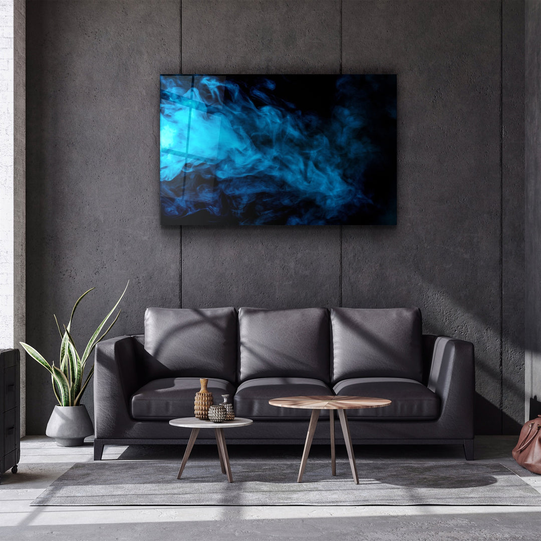 ・"Blue Smoke"・Glass Wall Art | Artdesigna Glass Printing Wall Arts.