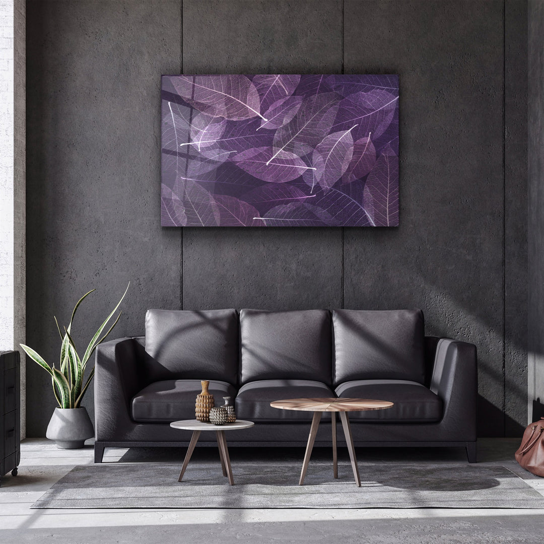 ・"Purple Leaf"・Glass Wall Art | Artdesigna Glass Printing Wall Arts.