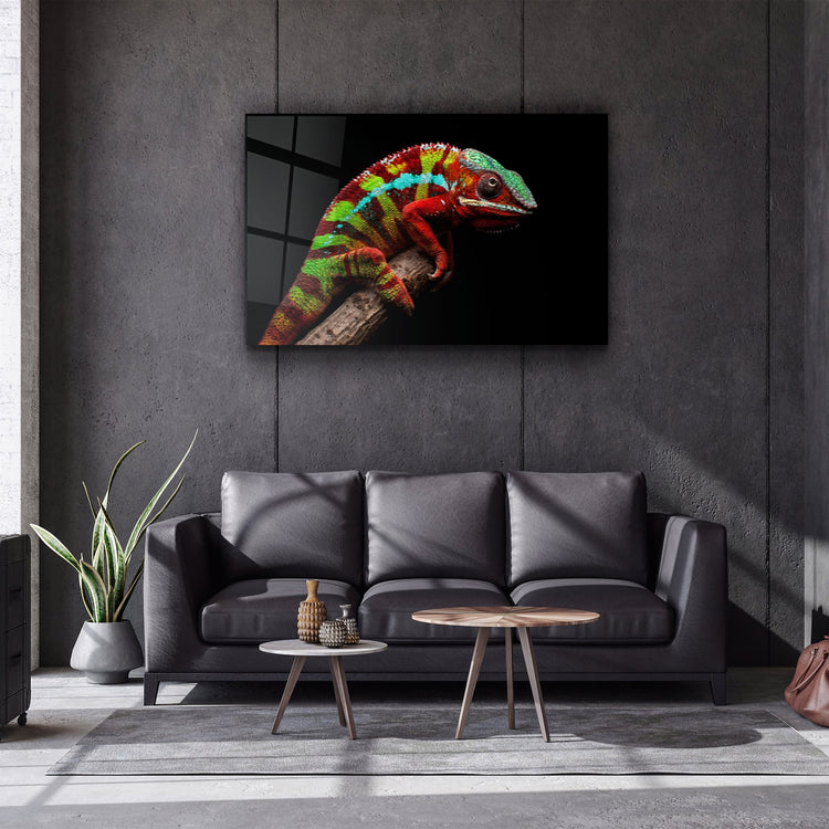 ・"Chameleon"・Glass Wall Art | Artdesigna Glass Printing Wall Arts.