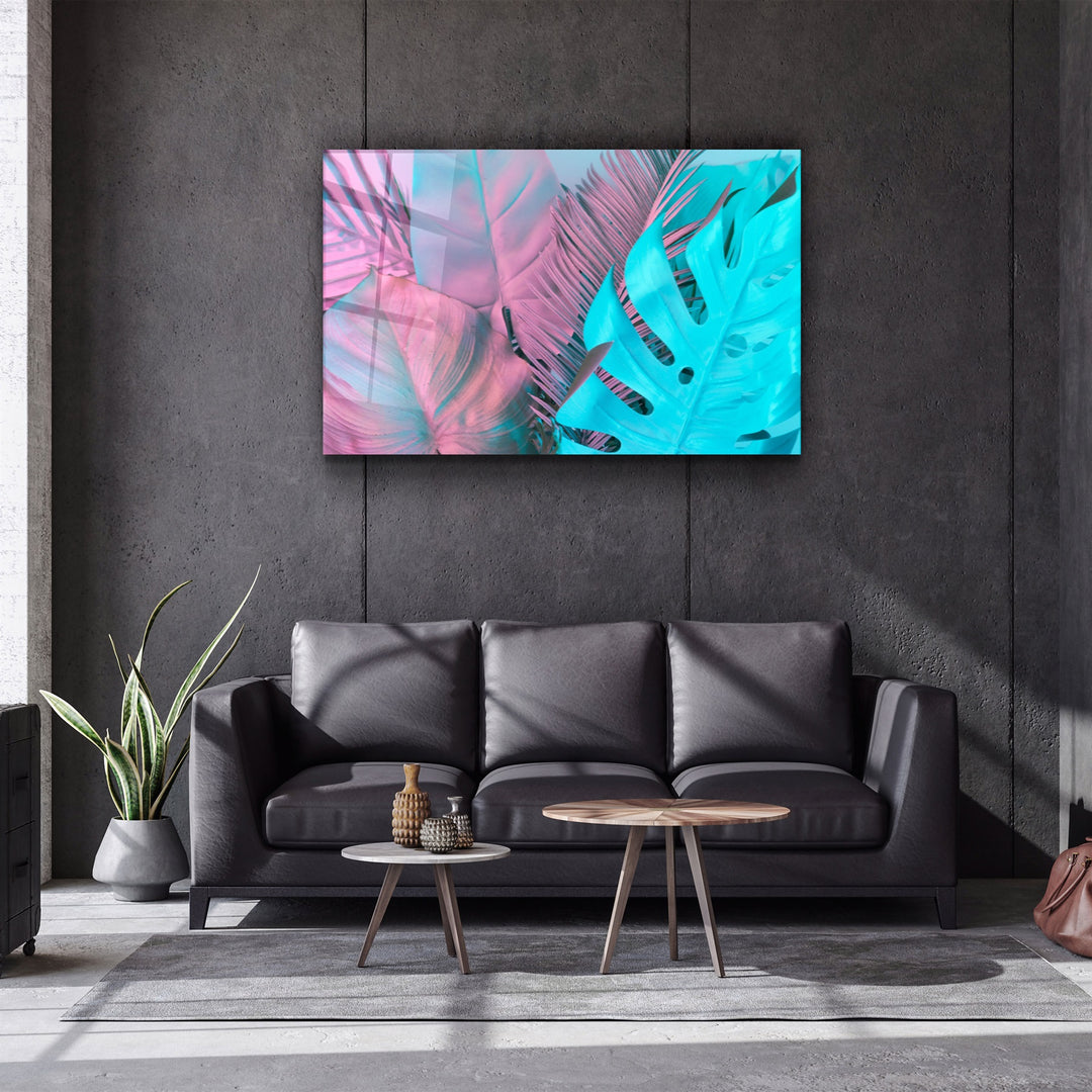 ・"Tropical Leaf"・Glass Wall Art | Artdesigna Glass Printing Wall Arts.