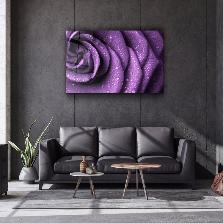 ・"Purple Rose"・Glass Wall Art | Artdesigna Glass Printing Wall Arts.