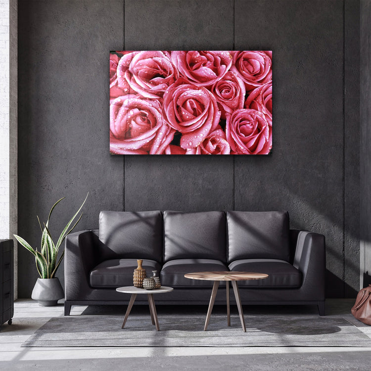 ・"Pink Rose"・Glass Wall Art | Artdesigna Glass Printing Wall Arts.