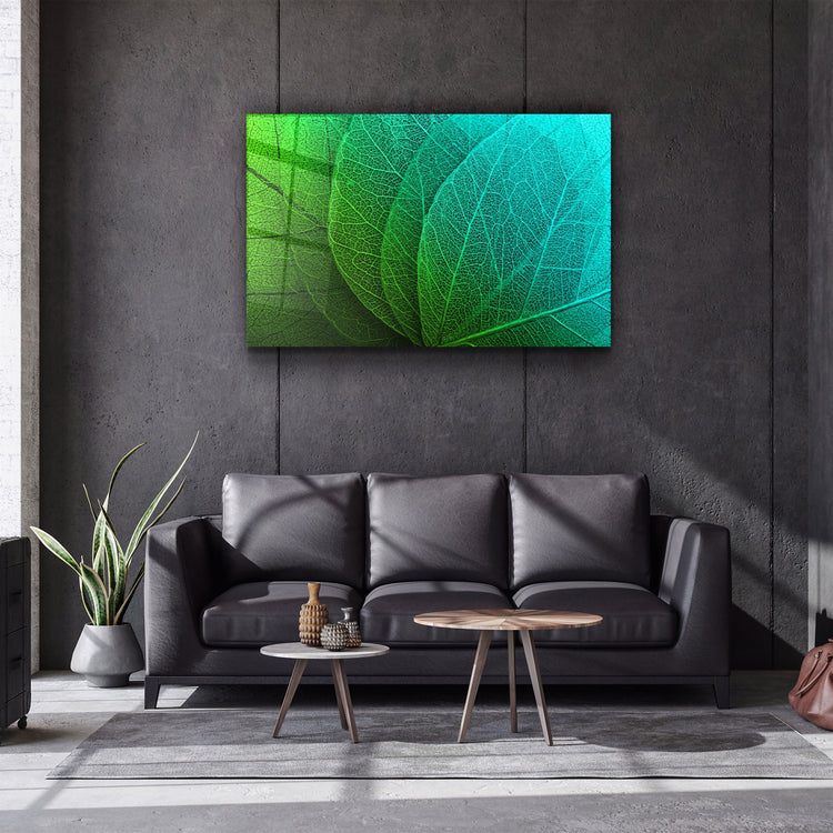 ・"Green Leaf 2"・Glass Wall Art | Artdesigna Glass Printing Wall Arts.