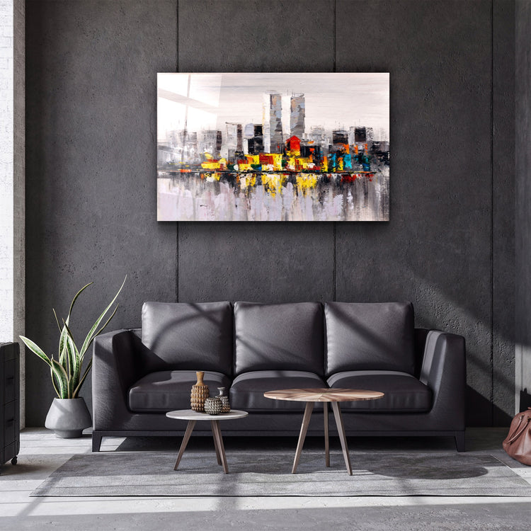 ・"Abstract City"・Glass Wall Art | Artdesigna Glass Printing Wall Arts.