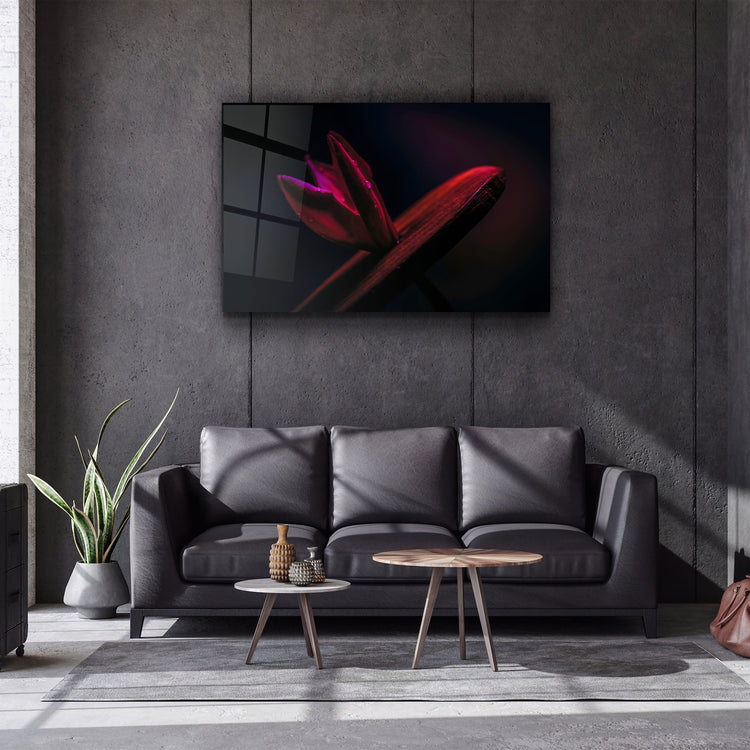 ・"Red Leaf"・Glass Wall Art | Artdesigna Glass Printing Wall Arts.