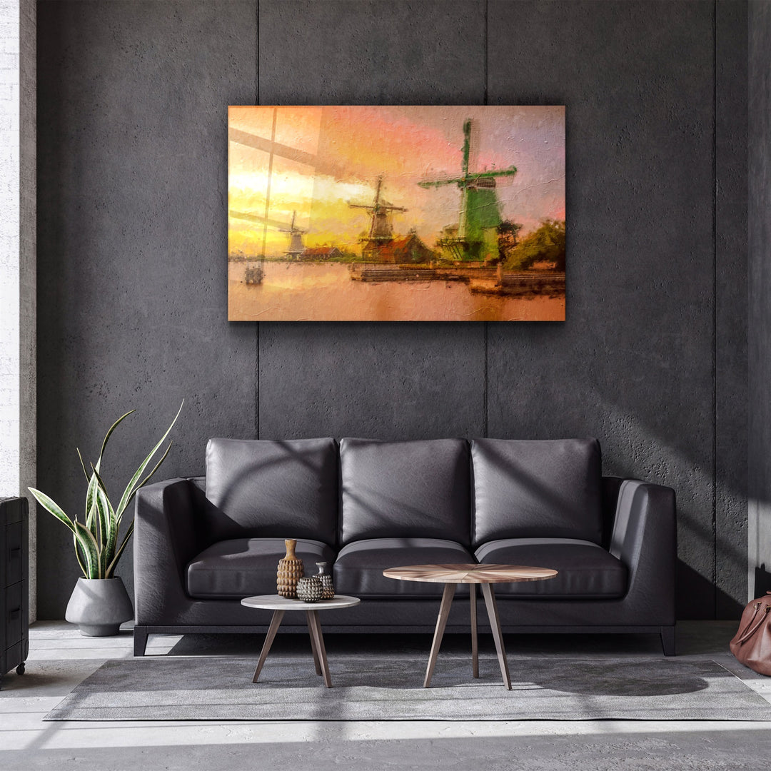 ・"Windmills"・Glass Wall Art | Artdesigna Glass Printing Wall Arts.