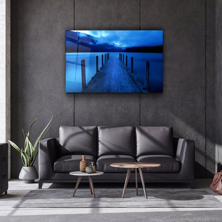 ・"Blue Dock"・Glass Wall Art | Artdesigna Glass Printing Wall Arts.