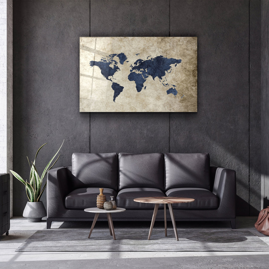 ・"World Map"・Glass Wall Art | Artdesigna Glass Printing Wall Arts.