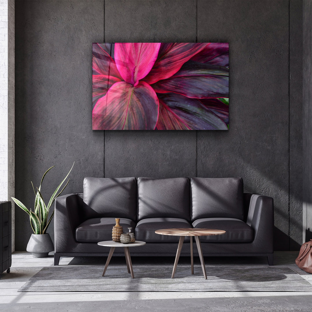 ・"Pink Leaves"・Glass Wall Art | Artdesigna Glass Printing Wall Arts.