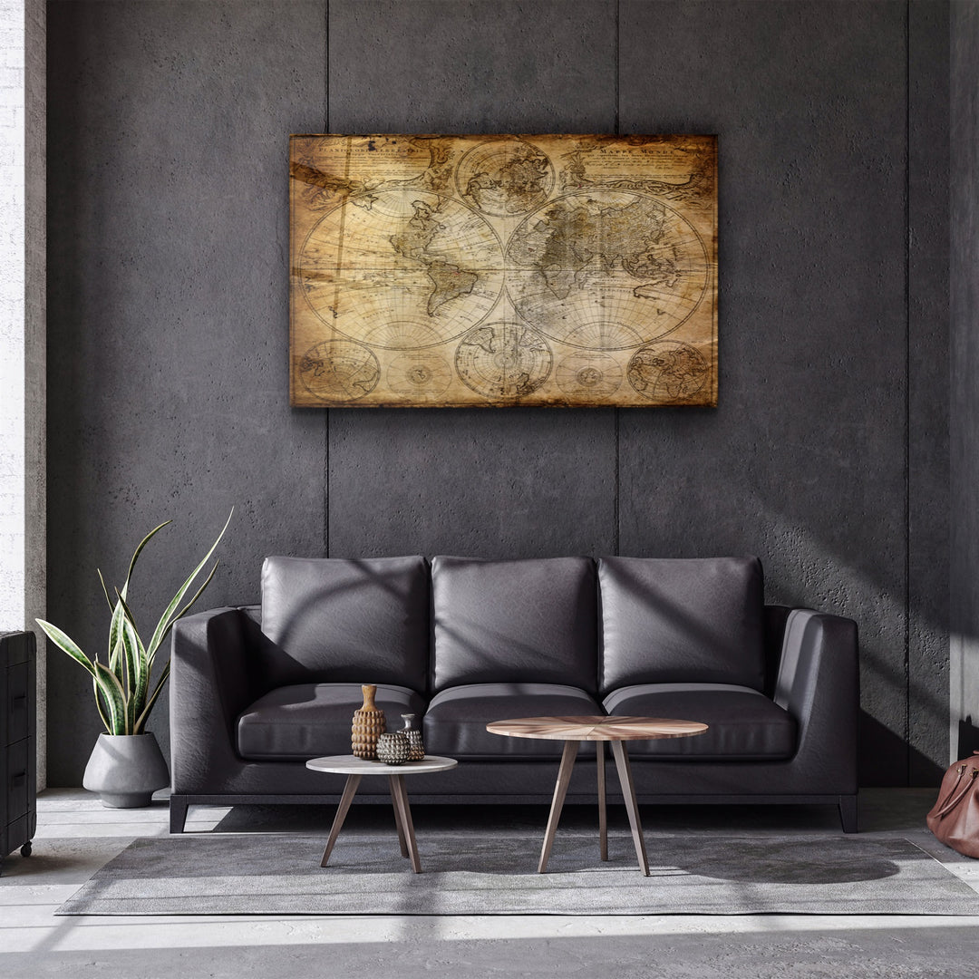 ・"The Old Map"・Glass Wall Art | Artdesigna Glass Printing Wall Arts.