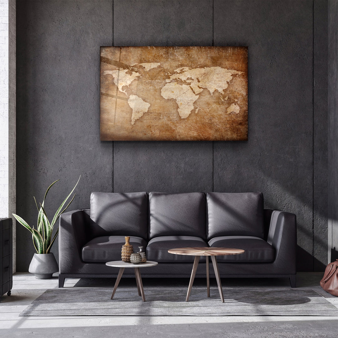 ・"World Map Classic"・Glass Wall Art | Artdesigna Glass Printing Wall Arts.