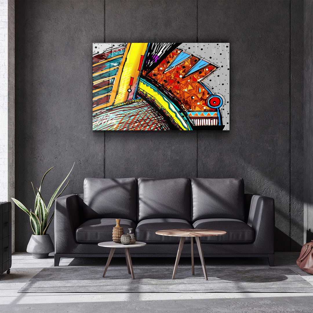 ・"Abstract Fish Machine"・Glass Wall Art | Artdesigna Glass Printing Wall Arts.