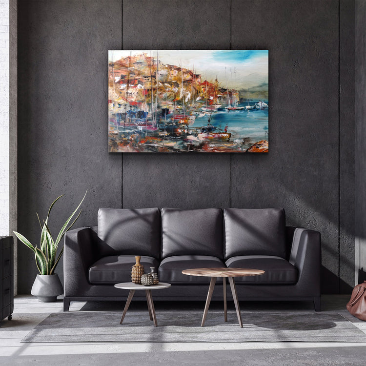 ・"Coastal Town"・Glass Wall Art | Artdesigna Glass Printing Wall Arts.