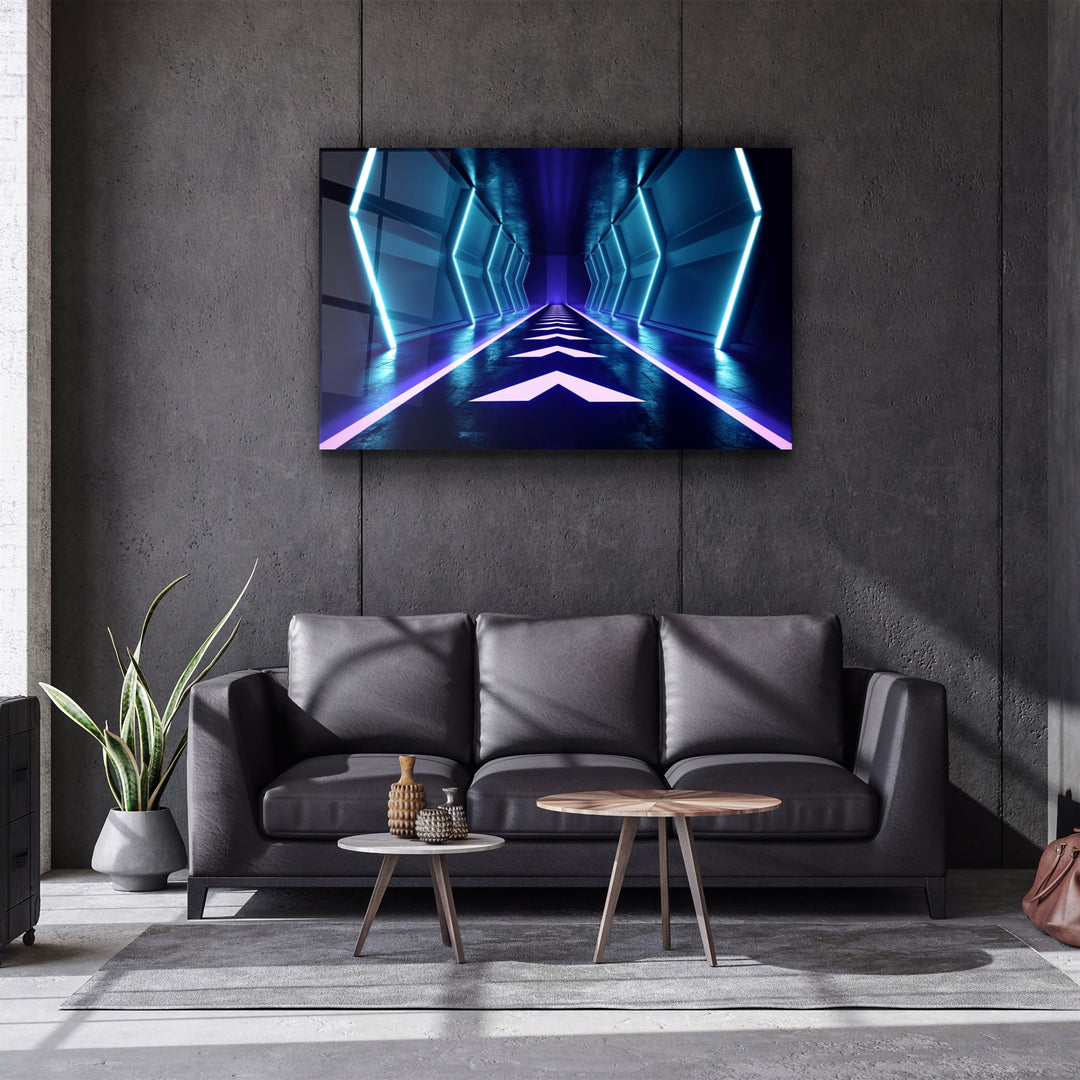 ・"Neon Spacecraft"・Glass Wall Art | Artdesigna Glass Printing Wall Arts.